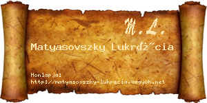 Matyasovszky Lukrécia névjegykártya
